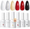 PEACECOLOR Gel Nail Polish Set 6 Colours Red Glitter Black Gel Nail Polish Soak Off Silver Golden Nail Art DIY Manicure Gift for Women