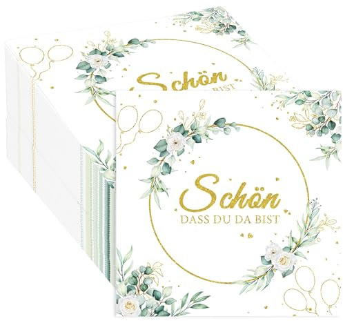 Amycute 80 Stück Servietten und Tischläufer - 2-Lagige 33x33cm in Salbeigrün, Eukalyptus Grün für Hochzeit, Taufe, Kommunion Tischdeko