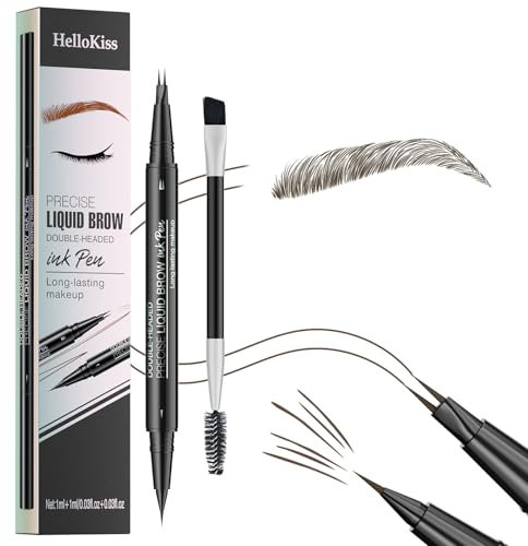 Brown Eyebrow Pencil, Precise Eyebrow Pen with 2 Fork Tip for Natural Looking Brows, Long-Lasting, Waterproof Eye Brow Pencil