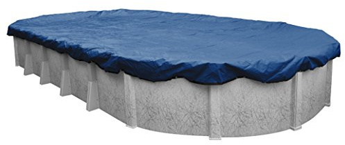 Robelle 12 x 24 ft Industrial Blue Winter Oval Pool Cover for Above Ground Pools, 4 ft Overlap (16 x 28 ft Cover Size), Solid 14 x 12 Scrim, 4.5 oz/yd2, 20-Year Warranty, Style: 201224-4A