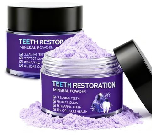 2PC Zahnreparatur Mineralpuder,Zahnrestauration Pulver,Zahn Reparatur Pulver,Natürliche Zahnstärkung & Zahnfleischpflege， Für frischen Atem & tägliche Reinigung (50g/1.76OZ)