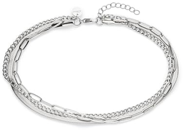 s.Oliver Bracelet - Elegantes Armband aus poliertem Edelstahl - silber - Panzerkette verstellbar bis 21 cm - wasserfest & hautfreundlich