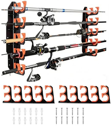 Fishing Rod Holder Wall or Ceiling Mounted Rack, Fishing Rod Stand,Holds up to 10 Rods,Fishing Pole Holders Garage/Basement Fishing Rod Stand Rack Storage,Perfect for Fishing Enthusiasts as Gift