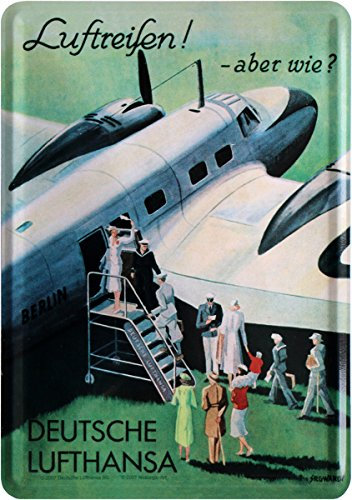 Lufthansa Nostalgie Blechschild Postkarte - Greeting Card - Reise (Travel) - Vintage - Geburtstag, Weihnachten - 215
