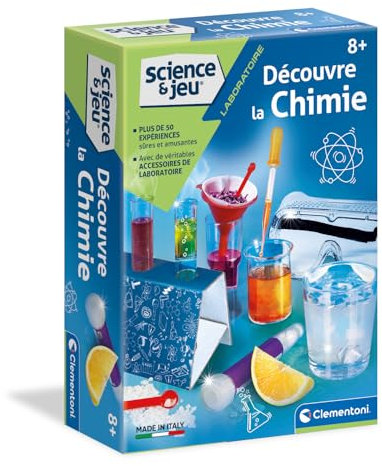 Clementoni | Science & Jeu – Découvre la Chimie pour Enfants 8 Ans+ | Kit Scientifique avec 50+ Expériences | Accessoires Sécurisés | Activité Éducative Laboratoire Maison | Idée Cadeau