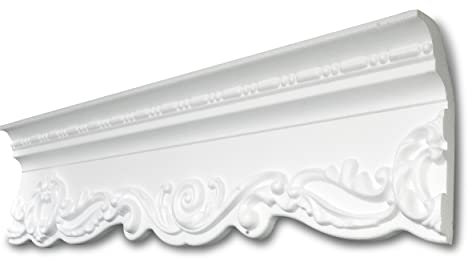 Decosa Stuckleiste G39 - Deckenleiste in Weiß - 1 Leiste à 2 m Länge = 2 m - zierleiste aus Styropor 58 x 140 mm - Stuckelemente für die Decke