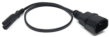 Maincore 50cm long IEC C14 (kettle) 3 pin Male Plug to Figure 8 C7 Plug Cable Power Lead Socket to Plug Adapter, Converter, Extension, Extender, Cord Male to Female