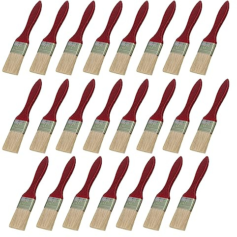 20pcs Low Cost Paint Brushes or Chip Brush with Red Wooden Handle,1.5 Width for Paint,Stain,Varnish, Gesso, Primer, Glue