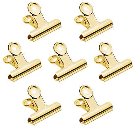 20 Stück 5,1 cm polierte Stahl-Clips, goldfarbene Metall-Binder-Clips, große Scharnier-Büroklammern, Klemmen für Lebensmittelbeutel, Bilder, Fotos, Kunsthandwerk, Heimbürobedarf (Gold)