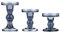 Lewondr Bougeoir en Verre [Lot de 3], Support de Chandelle Bougie Transparent, Chandelier Crystal avec Base Ronde, Ornement Décoration de Table Style Américain pour Fête Maison Mariage - Bleu Fumé