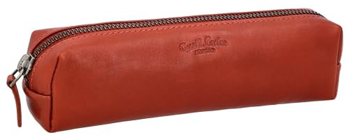 Gusti Stiftemappe Leder - Addison Federtasche Federmappe Schlampermäppchen Stiftetui Leder (Kirschrot)