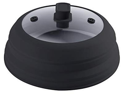 Couvercle de plat pliable pour micro-ondes - En verre sans BPA - Sans plastique - En silicone ventilé - Couvercle universel anti-éclaboussures