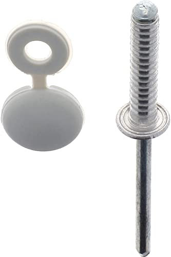 Restagraf - Rivets Cannelés avec Chapos Blancs pour Plaques d'Immatriculation - Diamètre 4 mm - Fixation Durable sur Carrosserie ou Support Plastique - Réf. 4732 - Sachet de 60