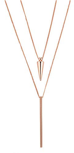 Heideman Halskette Duplo Damen - aus hochwertigem Edelstahl - gold silber rosegold farbend poliert - Layering Kette für Frauen mit Pendel Anhänger - 61cm lang