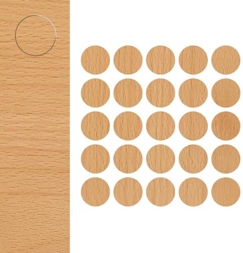 DecoMeister Selbstklebende Abdeckkappen für Möbel Möbelpflaster Aufkleber Klebepunkte Bohrloch Abdeckung Schraubenabdeckung Ø 14mm Durchmesser à 25 Stück Helle Buche