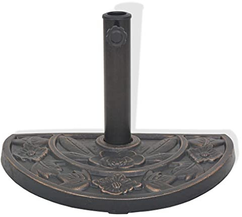 Ksodgun Socle de Parasol Porte-Parasol d'Extérieur Pied de Parasol Support de Parasol Base de Parasol Jardin Terrasse Résine Demi-Cercle Bronze 9 kg