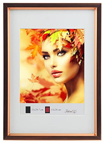 IDEAL TREND HS Kunststoff Bilderrahmen Schrägschnittpassepartout Bilder Foto Rahmen: Farbe: Rose Gold | Format: 40x60