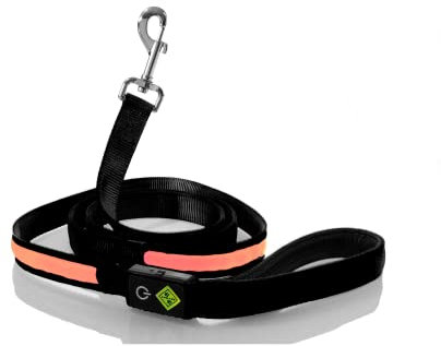 Rockro LED Hundeleine 180 cm USB wiederaufladbar Leuchtend wasserdicht - Perfekte Ergänzung für alle Leuchthalsbänder - Kleine und Große Hunde (Schwarz)