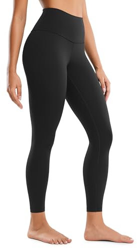 CRZ YOGA Butterluxe Damen High Waist Sport Leggings Blickdicht Yoga Leggins Sporthose Workout Gym Yogahose - 64cm Schwarz 44
