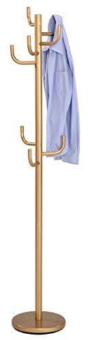 IDIMEX Kleiderständer Mila aus Metall in Gold, praktischer Garderobenständer mit 8 Haken. Zeitloser Hutständer mit rundem Tellerfuß