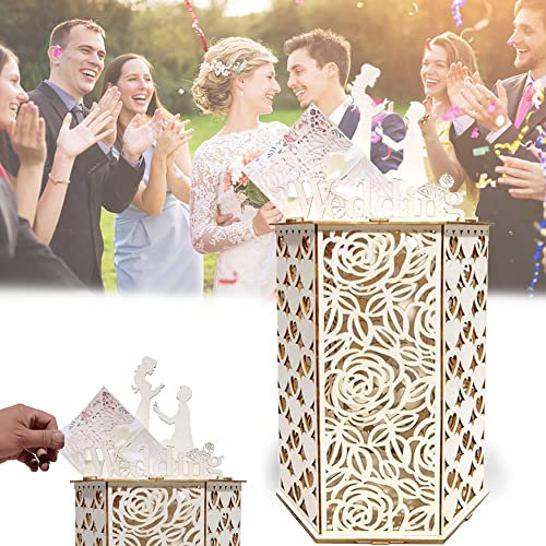 CaiYuanGJ Wedding Card Box, Hochzeitskarten Kiste Aus Holz, Hochzeit Geschenkkartenbox, Hochzeit Postbox, Geschenkkartenbox Hochzeit, für Hochzeit Verlobungsfeier Brautdusche Geschenkkarten