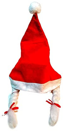 Nikolaus Mütze mit Zöpfe Weihnachtsmarkt Weihnachtsfeier Party X-mas