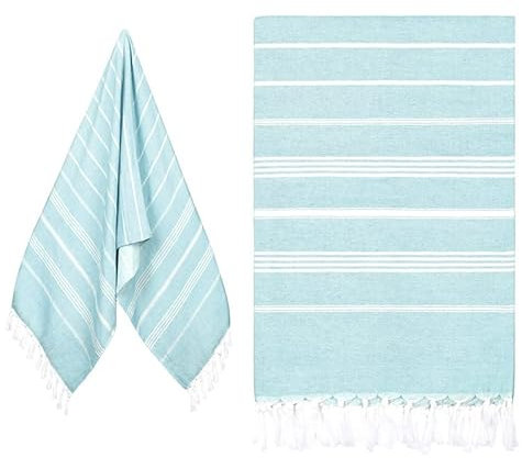 Eucomir Türkischer Strandtuch,Hamamtuch Strandtuch180x90CM für Erwachsene und Kind,Strandtuch Groß,Strandhandtuch,Schnell Trockenes Handtuch,für Strand/Schwimmen/Yoga/Reisen,Himmelblau
