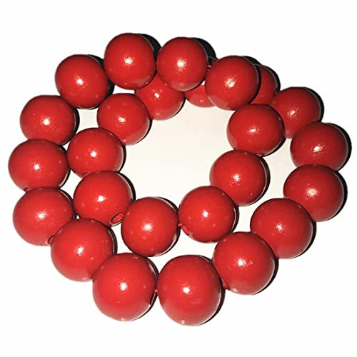 TWSTIV Cosplay-Kostüm-Zubehör, rote große Perlen-Halskette, Holz, Holz