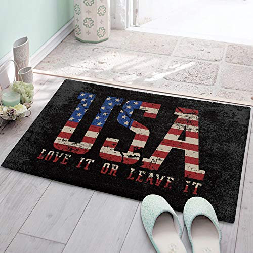 Fussmatte Unabhängigkeitstag Usa Amerika Flagge 40X60Cm Badvorleger Dauerhaft Eingangsmatte Waschbar Küchenmatten Für Wohnzimmer Haustür Außen