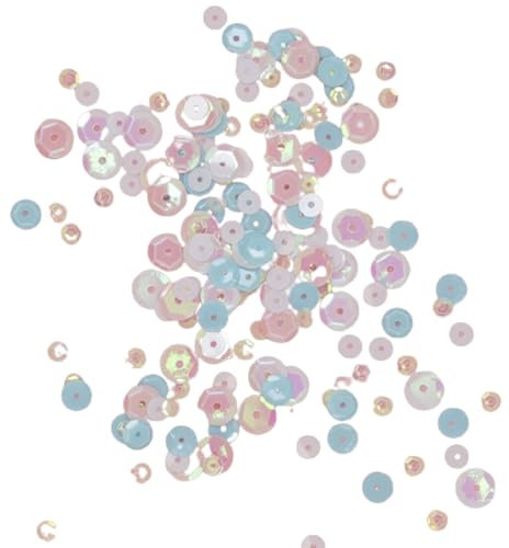 Craftelier - Lentejuelas Reflejos Rosa y Azul para Manualidades, Scrapbooking y Decoraciones | Formas de Círculos Diamante - Diferentes Tamaños | Colores Blancos, Azules y Rosas