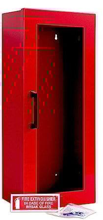 Fire Extinguisher Cabinet | Wall & Surface Mount | Holds 5 Pound and 10 Pound | USA Made | Door with Handle Version, Red