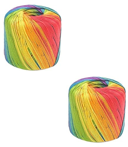 Amosfun 2 Rollen Deckengarn Polyester-häkelgarn Hut Zubehör Regenbogengarn Zum Stricken Bastelgeflecht Grobes Garn Für Decke Großes Garn Wollgarn Häkelgarn Aus Baumwolle Schal Strickmütze