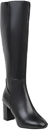 NUSGEAR 2023 Botas Altas para Mujer, por Encima de la Rodilla, Muslo Invierno PU Elegante Elástico Tacón Alto Vintage Jinete Casual Moda Fiesta Club Cómoda Zapatos