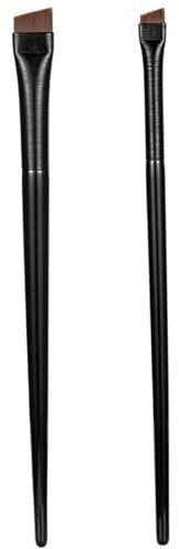Pennello per Sopracciglia Angolato 2PCS Pennello per Eyeliner Portatile Con Manico in Gomma Setole Elastiche Morbide Riutilizzabili Pennello per Tinta per Sopracciglia Pennello Trucco Piatto Lavabile