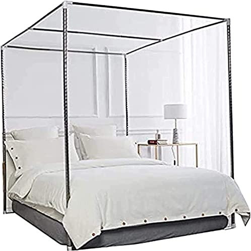 Himmelbettnetz, Edelstahlrahmen/-pfosten, Full/Queen-Size-Bett, 4-Eck-Betthimmel-Rahmenpfosten aus Edelstahl, passend für Twin-/Full-/Queen-/California-King-/King-Size-Metallbetten