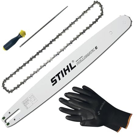 Kettensäge Zubehör - Sägekette 35cm 50G Picco Micro 3 Ersatzkette + Schwert 35cm + Feilenheft mit Feile 4mm