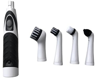 Allayu Cleaning Solution Electric Cleaning Brush With 4 Attachments For Bathroom Floor Tile Kitchen And Car ABS, White+Black