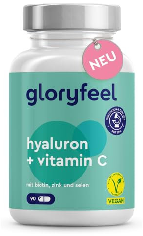 Acido Ialuronico Puro + Vitamina C 80 mg, Qualità Premium con Materia Prima ActiHyal, 90 Capsule Vegan, Scorta 3 Mesi, Integratore Pelle con Biotina, Zinco e Selenio