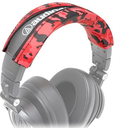 WC BandZ ATH - Upgraded Headband Cover for Audio Technica ATH M50X / M50XBT / M50 / M40X / M40 / M40FS / M30X / M30 / M20X / MSR7 by Wicked Cushions | Red Camo