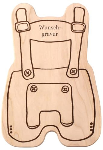 Brettchen aus Holz mit Wunschgravur - Lederhose Form – bayerische Geschenkidee, Brotzeitbrettl, Brotzeitbrett, Schneidbrett, Figurenbrett, lustig