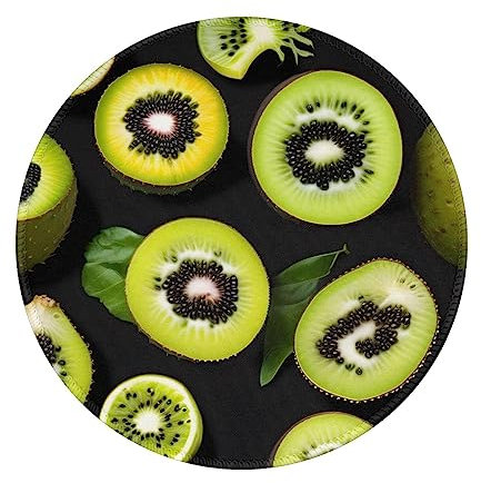 Grünes Kiwi-Mauspad, rund, rutschfeste Gummiunterseite, kleines Mauspad, geeignet für Spiele, Computer, Laptop, 20 x 20 cm