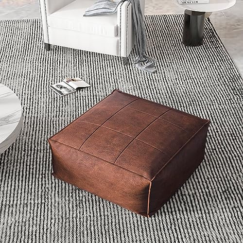 Johnear Square Floor Pillow,Dicker Bodenkissen, Retro Leder Bodenkissen, Groß Sitzkissen Boden, Meditationskissen, Yogakissen, Quadratisch Meditation Kissen,Haustierbett, 45x45x20 cm