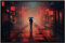 OM3® Coole Fußmatte mit Cyberpunk Motiv - Japan Tokyo Rainy Day City Urban Anime - rutschfest & waschbar - 60x40cm -