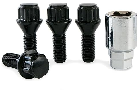Precision - Black Locking Wheel Bolts - Compatible with Dacia Duster - M12 x 1.5 x 26mm - 60 Degree Taper - SFP