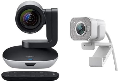Logitech PTZ Pro 2 Camera – EMEA & StreamCam – Webcam per Live Streaming su Youtube e Twitch, Full HD 1080p a 60 fps, Connessione USB-C, Facial Tracking, Autofocus, Video Verticali, Grigio Chiaro