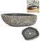 Lavabo da Appoggio, Lavandino Ovale in Pietra di Fiume, (45-53) x (34-41) cm, Lavabo in Pietra di Fiume Ovale, Lavandino da Esterno Pietra, 146214