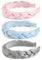 BOOMTOP 3 Stück Haarreif Dirndl Geflochten Trachten Haarschmuck Breit Stirnband Vintage Gepolsterte Haarreifen Einfarbig Haarband Mode Kopfschmuck für Damen und Mädchen Hellblau Rosa Grau