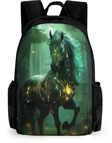 TNFHSOFT Pferd 42x30.5cm-Rucksack Mit Pferd, Kinderrucksack, Schüler-Schultasche, Büchertasche, Rucksack, 3D-gedruckt, Für Jungen Und Mädchen