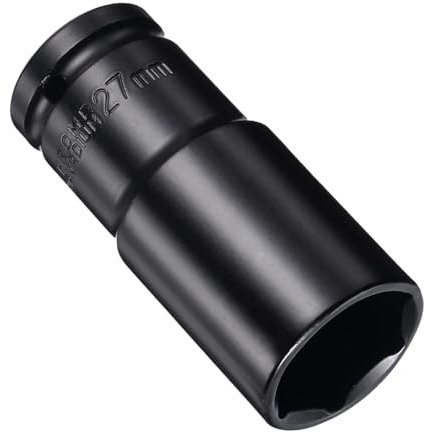 Juttzzei Deep Impact Socket - 1/2 Inch Drive by 27mm Socket, Heat-Treated CR-V Steel, 78mm Length, 6-Point Metric Sizes for Car & Home Repair
