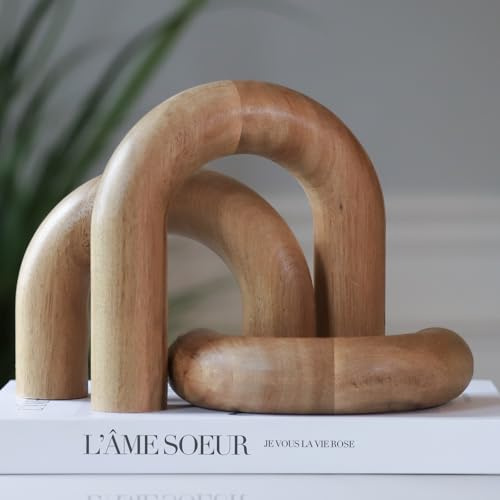 Holzbogen Dekor 3er Set Akazienholz Modern Deko Home Objekte | Japandi Heimdekor-Akzente, Couchtische, Bücherregale, Eingänge, Konsolendekorationen, Einweihungsgeschenk